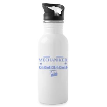 Rentner_Mechaniker_Legende_in_Rente - Trinkflasche mit integriertem Trinkhalm - Weiß - Rechts