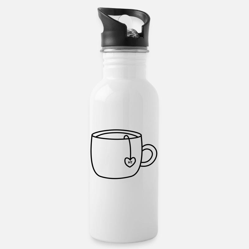 HT-Logo-Tasse_Transparent - Trinkflasche mit integriertem Trinkhalm - Weiß