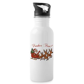 Merry celebration with reindeer sleigh - Water bottle with straw - white - Right