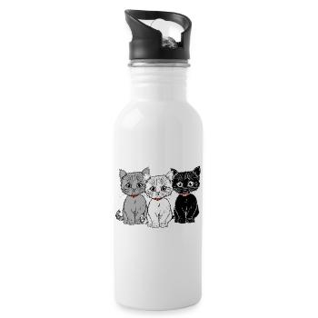 Drei Kätzchen - Trinkflasche mit integriertem Trinkhalm - Weiß - Rechts