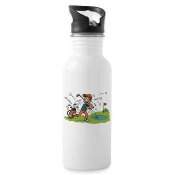Golf Schon Süchtig - Trinkflasche mit integriertem Trinkhalm - Weiß - Rechts