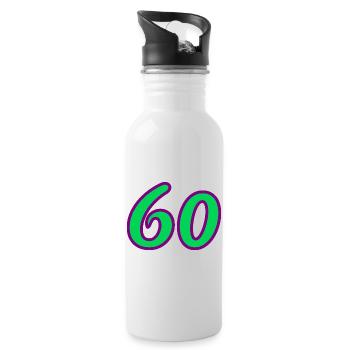 60. 60 ANS. 60e ANNIVERSAIRE. ANNIVERSAIRE 60 ANS. - Gourde avec paille intégrée - blanc - Droite