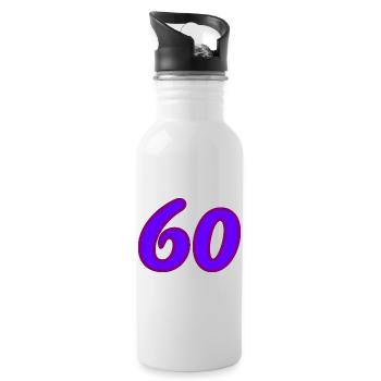 60. 60 ANS. 60e ANNIVERSAIRE. ANNIVERSAIRE 60 ANS. - Gourde avec paille intégrée - blanc - Droite