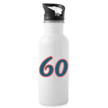 60. 60 JAHRE. 60-JÄHRIGES JUBILÄUM. 60. GEBURTSTAG. - Trinkflasche mit integriertem Trinkhalm - Weiß - Rechts