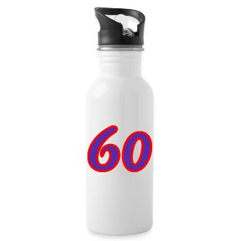 60. 60 JAHRE. 60-JÄHRIGES JUBILÄUM. 60. GEBURTSTAG. - Trinkflasche mit integriertem Trinkhalm - Weiß - Rechts