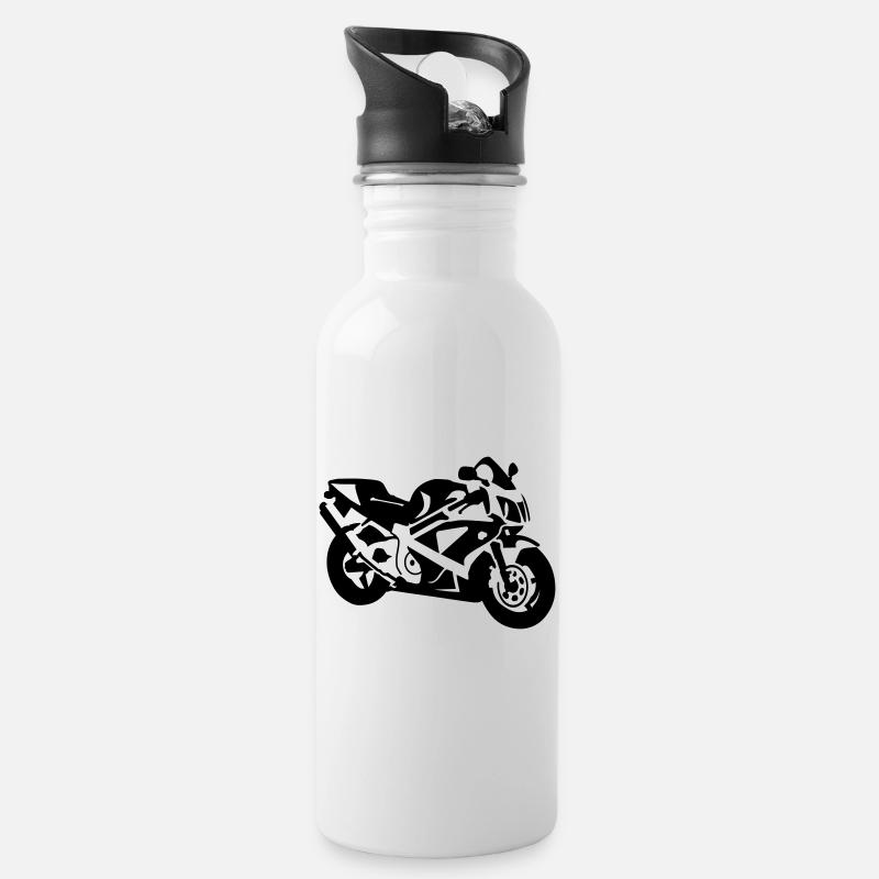 Motorrad - Trinkflasche mit integriertem Trinkhalm - Weiß