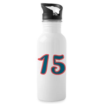 15. 15 ANS. 15e ANNIVERSAIRE. ANNIVERSAIRE 15 ANS. - Gourde avec paille intégrée - blanc - Droite