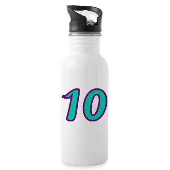10. 10 YEARS. 10th ANNIVERSARY. 10 YEAR ANNIVERSARY. - Water bottle with straw - white - Right