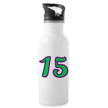 JAHRESTAG. ALLES GUTE ZUM GEBURTSTAG. 15 JAHRE. 15. 15 JAHRE. - Trinkflasche mit integriertem Trinkhalm - Weiß - Rechts