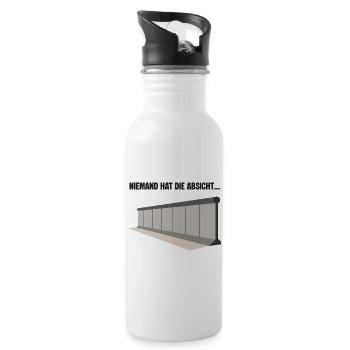 Absichtslose Mauer Zitat - Trinkflasche mit integriertem Trinkhalm - Weiß - Rechts