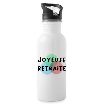 FRÖHLICHES RETREAT. RUHESTAND. PENSIONIERT. RUHESTAND - Trinkflasche mit integriertem Trinkhalm - Weiß - Rechts