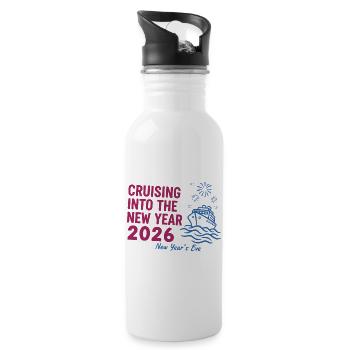 Auf dem Weg ins neue Jahr 2026 Silvester - Trinkflasche mit integriertem Trinkhalm - Weiß - Rechts