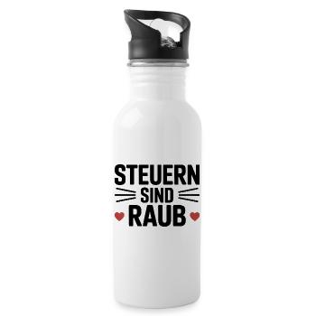 Steuern sind Raub - Funny Steuer Meme - Trinkflasche mit integriertem Trinkhalm - Weiß - Rechts