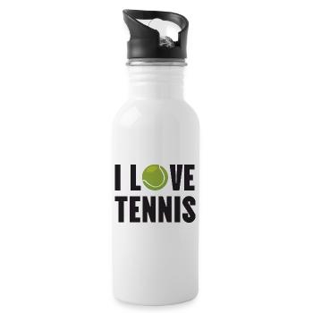 Ich liebe Tennis - Trinkflasche mit integriertem Trinkhalm - Weiß - Rechts