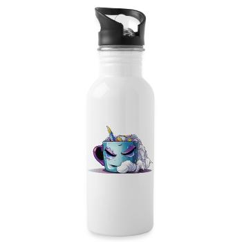 Sleeping Unicorn Mug Design - Water bottle with straw - white - Right