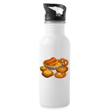 Wurstteller - Trinkflasche mit integriertem Trinkhalm - Weiß - Rechts