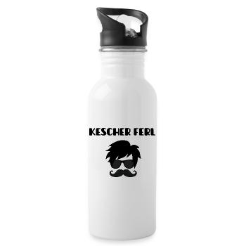 Fescher Kerl Motiv - Trinkflasche mit integriertem Trinkhalm - Weiß - Rechts