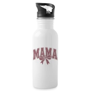 Mama Vintage Schleife – Retro Mama Design - Trinkflasche mit integriertem Trinkhalm - Weiß - Rechts