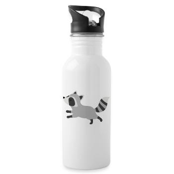Style minimaliste de raton laveur coureur mignon - Gourde avec paille intégrée - blanc - Droite