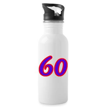 60. 60 ANS. 60e ANNIVERSAIRE. ANNIVERSAIRE 60 ANS. - Gourde avec paille intégrée - blanc - Droite