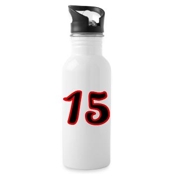 15. 15 ANS. 15e ANNIVERSAIRE. ANNIVERSAIRE 15 ANS. - Gourde avec paille intégrée - blanc - Droite