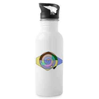 Spirale Farbspaß Geometrie - Trinkflasche mit integriertem Trinkhalm - Weiß - Rechts