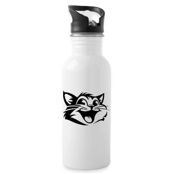 Laughing Cat | Funny Cats T-Shirt - Water bottle with straw - white - Right