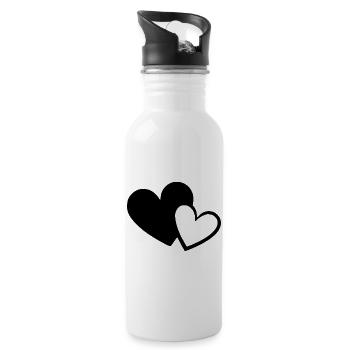 Saint-Valentin Cœur noir, St.valentin - Gourde avec paille intégrée - blanc - Droite