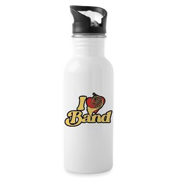 I Heart Band Retro French Horn - Water bottle with straw - white - Right