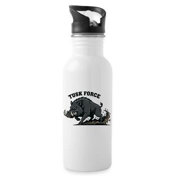 Tusk Force Wildschwein-Angriff - Trinkflasche mit integriertem Trinkhalm - Weiß - Rechts