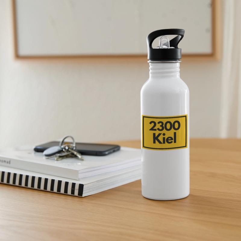 OLD POSTCODE ZIP CODE 2300 KIEL CITY BY THE SEA Water bottle with straw