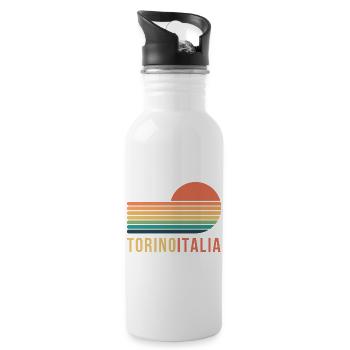 Turin, Italien - Trinkflasche mit integriertem Trinkhalm - Weiß - Rechts