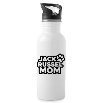 Jack Russel Mom - Designfarbe variabel - Trinkflasche mit integriertem Trinkhalm - Weiß - Rechts
