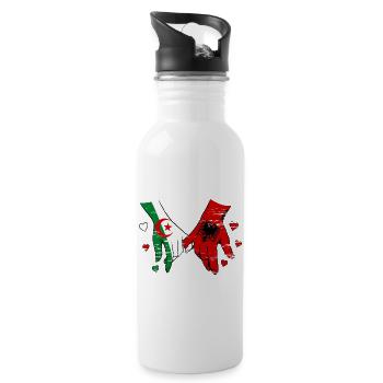 Drapeaux Algérie-Albanie Tenus par la main utilisés - Gourde avec paille intégrée - blanc - Droite