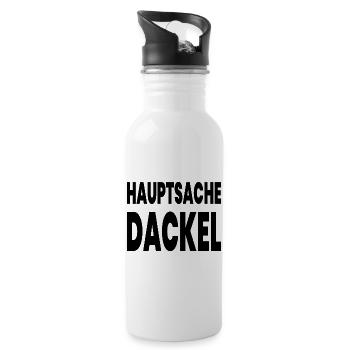 Dackel - Trinkflasche mit integriertem Trinkhalm - Weiß - Rechts