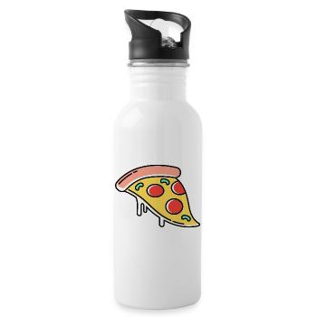 Icône de la pizza - Gourde avec paille intégrée - blanc - Droite