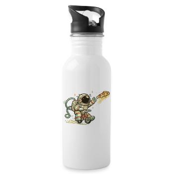 Astronautenbike Pizza Stunt - Trinkflasche mit integriertem Trinkhalm - Weiß - Rechts