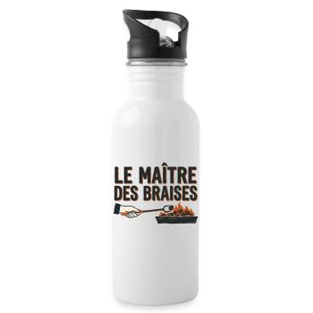 Le Maître des Braises BBQ Pitmaster - Gourde avec paille intégrée - blanc - Droite