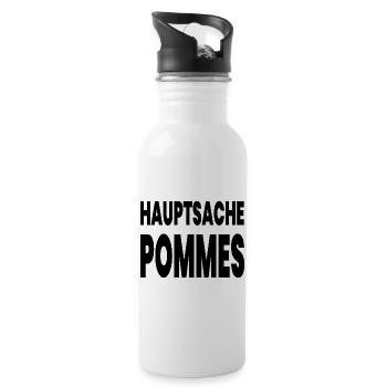 Pommes - Trinkflasche mit integriertem Trinkhalm - Weiß - Rechts