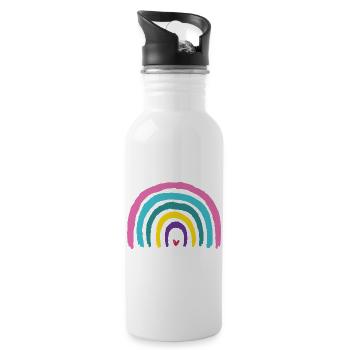 Rainbow with heart colors of the 90s - Water bottle with straw - white - Right