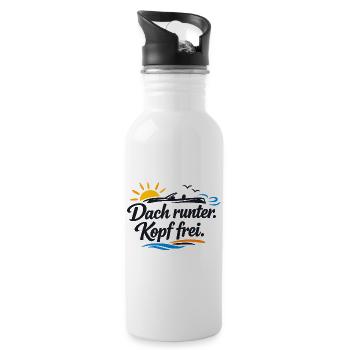 Dach runter Kopf frei Cabrio Spruch lustig  - Trinkflasche mit integriertem Trinkhalm - Weiß - Rechts