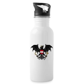 Austria Coat of Arms Bat - Funny Design - Water bottle with straw - white - Right
