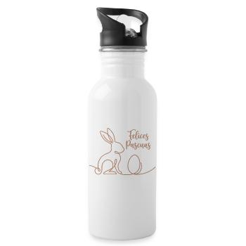 Felices Pascuas, Süßes Hasen Oster Shirt, Tasse - Trinkflasche mit integriertem Trinkhalm - Weiß - Rechts