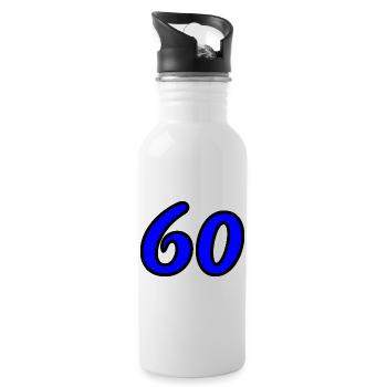 60. 60 JAHRE. 60-JÄHRIGES JUBILÄUM. 60. GEBURTSTAG. - Trinkflasche mit integriertem Trinkhalm - Weiß - Rechts