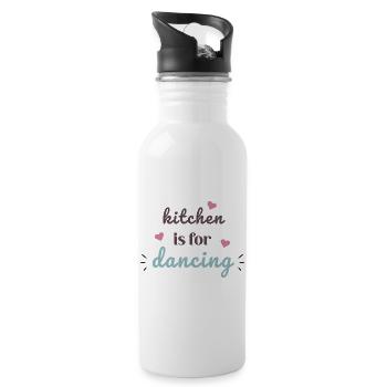 Kitchen Is For Dancing Cute Cooking Quote Design - Water bottle with straw - white - Right