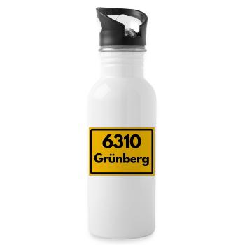 ALTE POSTLEITZAHL PLZ RETRO 6310 GRÜBERG HEIMAT - Trinkflasche mit integriertem Trinkhalm - Weiß - Rechts