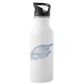 Geometrische Hand Silhouette mit Fraktalen - Trinkflasche mit integriertem Trinkhalm - Weiß - Rechts