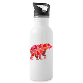 Geometric Bear in Mosaic - Water bottle with straw - white - Right