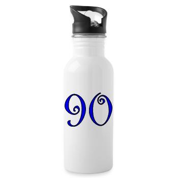 90. 90 YEARS. 90th ANNIVERSARY. 90 YEARS ANNIVERSARY. - Water bottle with straw - white - Right