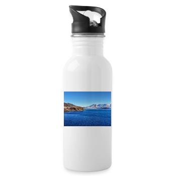 Arktische Traumberge - Trinkflasche mit integriertem Trinkhalm - Weiß - Rechts